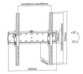 Cabletech UCH0193 32-55” цена и информация | Кронштейны и крепления для телевизоров | 220.lv