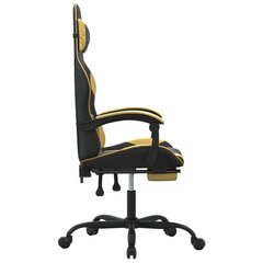datorkrēsls ar kāju balstu, melna un zeltaina mākslīgā āda цена и информация | Офисные кресла | 220.lv