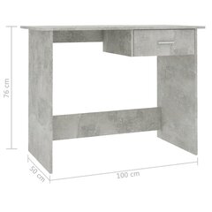 rakstāmgalds, 100x50x76 cm, skaidu plāksne, betona pelēks cena un informācija | Datorgaldi, rakstāmgaldi, biroja galdi | 220.lv