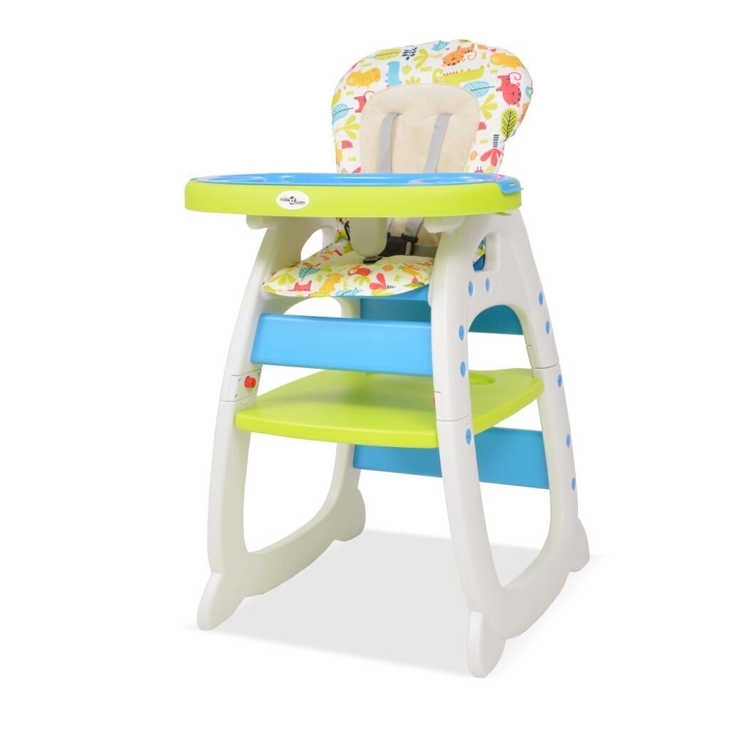 bērnu barošanas krēsliņš, galdiņš, pārveidojams, zils ar zaļu cena un informācija | Bērnu krēsliņi un bērnu galdiņi | 220.lv
