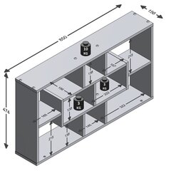 FMD sienas plaukts ar 8 nodalījumiem, taisnstūra, ozolkoka krāsā цена и информация | Полки | 220.lv