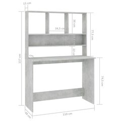 rakstāmgalds ar plauktiem, 110x45x157 cm, skaidu plāksne cena un informācija | Datorgaldi, rakstāmgaldi, biroja galdi | 220.lv