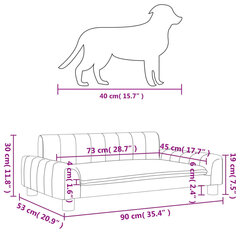 gulta suņiem, tumši pelēka, 90x53x30 cm, audums cena un informācija | Suņu gultas, spilveni, būdas | 220.lv