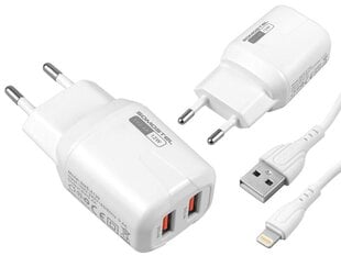 SOMOSTEL POWER CHARGER 2.4A|2xUSB DUAL+CABLE IPHONE SMS-A139 WHITE цена и информация | Зарядные устройства для телефонов | 220.lv