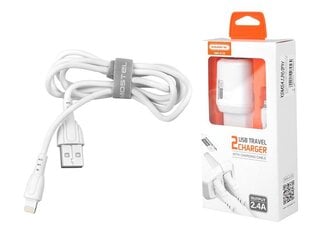 SOMOSTEL POWER CHARGER 2.4A|2xUSB DUAL+CABLE IPHONE SMS-A139 WHITE цена и информация | Зарядные устройства для телефонов | 220.lv