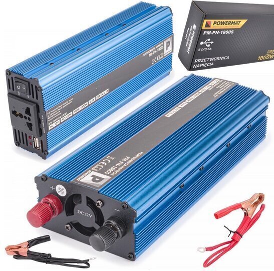 Sprieguma pārveidotājs / pārveidotājs PowerMat, 12V, 1800W цена и информация | Sprieguma pārveidotāji | 220.lv