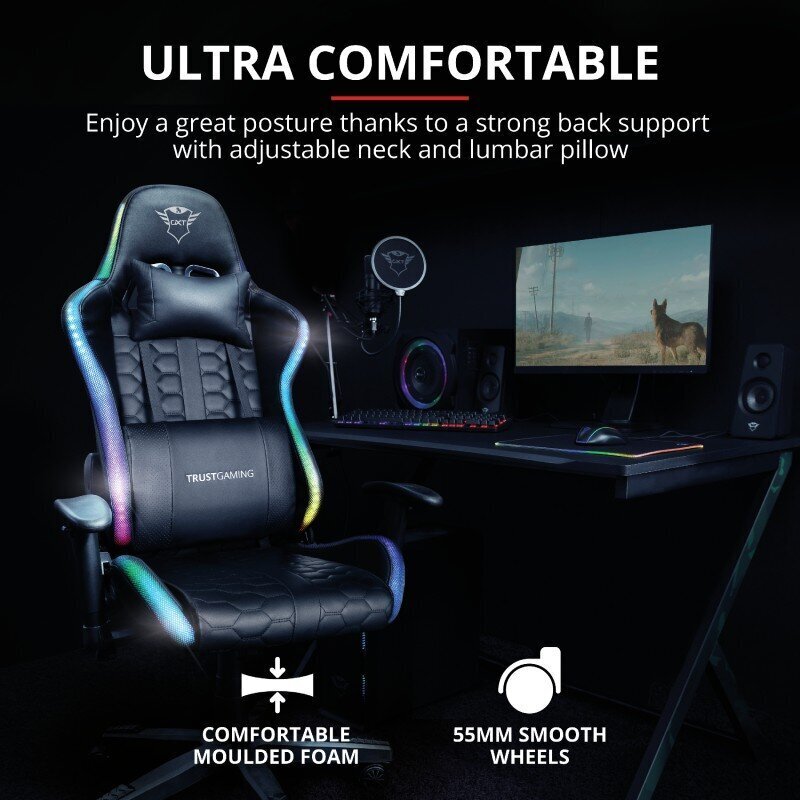 GAMING CHAIR GXT716 RIZZA RGB/23845 TRUST cena un informācija | Biroja krēsli | 220.lv