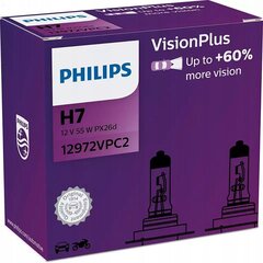 Philips 2xH7 visionplus spuldzes цена и информация | Автомобильные лампочки | 220.lv