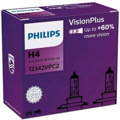 Philips 2xh4 visionplus spuldzes cena un informācija | Auto spuldzes | 220.lv