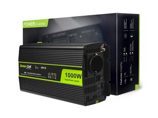 Green Cell jaudas invertors 24 V līdz 230 V 1000W/2000W Pure Sine Wave cena un informācija | Sprieguma pārveidotāji | 220.lv