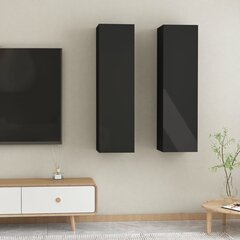 TV skapji, 2 gab, 30,5x30x110 cm, melni цена и информация | Тумбы под телевизор | 220.lv