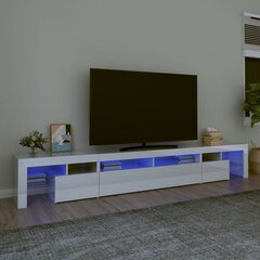 TV skapis ar LED apgaismojumu, balts, 260x36,5x40cm, spīdīgs цена и информация | Тумбы под телевизор | 220.lv