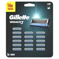 Сменные лезвия бритвенного станка Gillette Mach3, 16 шт. цена и информация | Косметика и средства для бритья | 220.lv