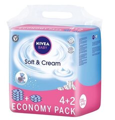 Nivea Baby Soft &amp; Cream salvetes 6 x 63 gab cena un informācija | Vates kociņi, mitrās salvetes | 220.lv