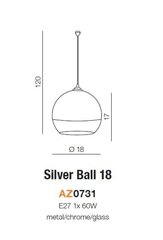 Piekaramā lampa AZzardo Silver ball AZ0731 cena un informācija | Lustras | 220.lv