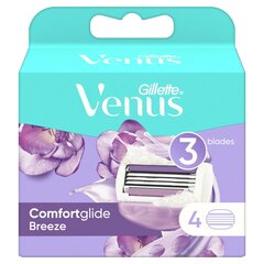 Сменные кассеты для бритья Gillette Venus Breeze, 4 шт. цена и информация | Косметика и средства для бритья | 220.lv