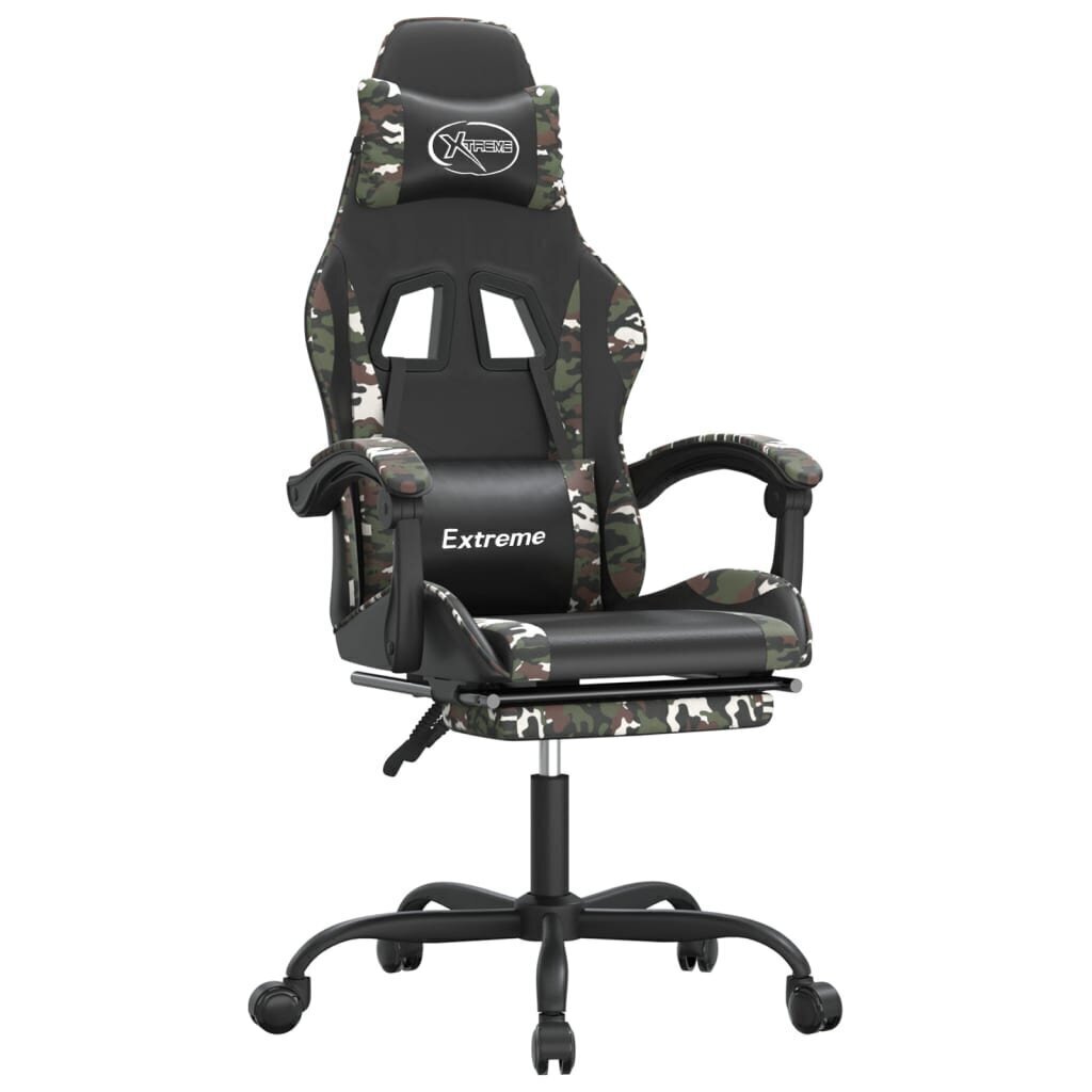 datorkrēsls ar kāju balstu, melna un kamuflāžas mākslīgā āda цена и информация | Biroja krēsli | 220.lv