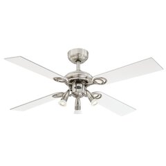 PEARL Ø105 cm, tērauds, kolme suunatava valgustiga laeventilaator cena un informācija | Griestu lampas-ventilatori | 220.lv