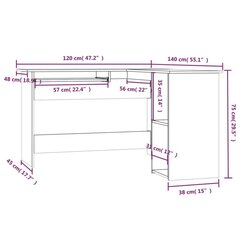 rakstāmgalds, 120x140x75 cm, inženierijas koks, brūns ozolkoks cena un informācija | Datorgaldi, rakstāmgaldi, biroja galdi | 220.lv