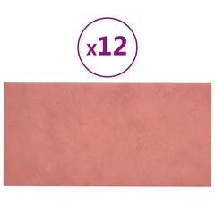 sienas paneļi, 12 gab., rozā, 30x15 cm, samts, 0,54 m² cena un informācija | Griestu, sienu dekoru elementi | 220.lv