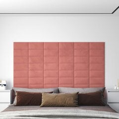 sienas paneļi, 12 gab., rozā, 30x15 cm, samts, 0,54 m² cena un informācija | Griestu, sienu dekoru elementi | 220.lv