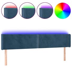 gultas galvgalis ar LED, 203x16x78/88 cm, tumši zils samts цена и информация | Кровати | 220.lv