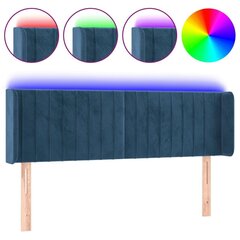 gultas galvgalis ar LED, 147x16x78/88 cm, tumši zils samts цена и информация | Кровати | 220.lv