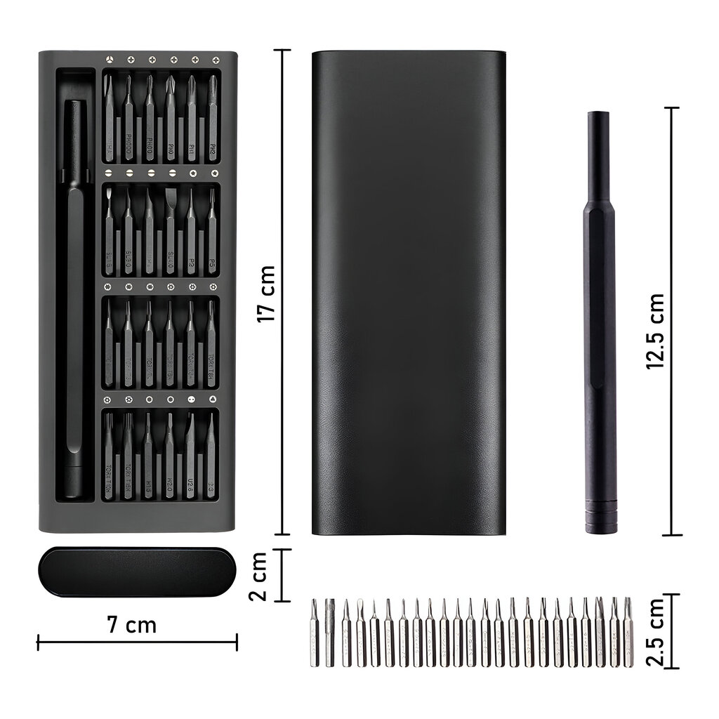 25in1 mini skrūvgriežu uzgaļu magnētiskais komplekts tālruņiem, kamerām, rokas pulksteņiem, personālajiem datoriem un citām mazām elektroniskām un elektriskām ierīcēm LIVMAN 8046 cena un informācija | Rokas instrumenti | 220.lv