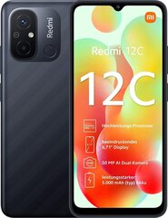 Xiaomi Redmi 12C 6GB / 128GB melns cena un informācija | Mobilie telefoni | 220.lv