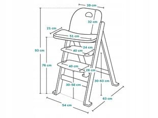 Lionelo augstais krēsls Floris, gray cena un informācija | Barošanas krēsli | 220.lv