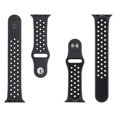 Tactical 839 Double Silicone Band for Apple Watch 1|2|3|4|5|6|7|8|9|SE 38|40|41mm Black цена и информация | Аксессуары для смарт-часов и браслетов | 220.lv