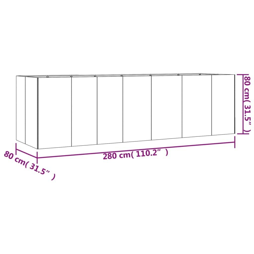 Augstā dārza puķu kaste , 280x80x80 cm cena un informācija | Balkona kastes | 220.lv