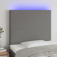 gultas galvgalis ar LED, 83x16x118/128 cm, tumši pelēks audums cena un informācija | Gultas | 220.lv