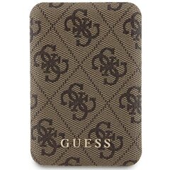 Guess Powerbank indukcyjny 15W GUPB5FP4EMGW 5000mAh brązowy|brown 4G Leather Metal Logo MagSafe цена и информация | Зарядные устройства Power bank | 220.lv