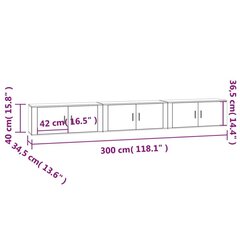 sienas TV skapīši, 3 gab., ozolkoka krāsā, 100x34,5x40 cm cena un informācija | TV galdiņi | 220.lv