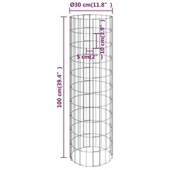 gabioni, puķu kastes, 3 gab., apaļi, cinkots tērauds, Ø30x100cm цена и информация | Вазоны для рассады и пересадки | 220.lv