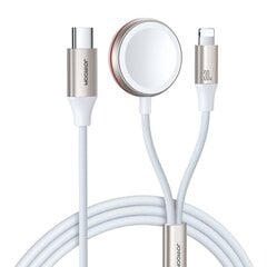 Индукционное зарядное устройство, 2 в 1, Joyroom S-IW0121, Apple Watch, USB-C, 1,5 м, белый цена и информация | Кабели для телефонов | 220.lv