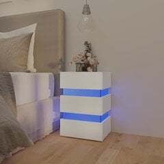 naktsskapītis ar LED, balts, 45x35x67 cm, skaidu plāksne цена и информация | Прикроватные тумбочки | 220.lv