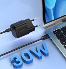 Сетевое зарядное устройство, Choetech GaN PD50071, USB Type-C PD, 30 Вт, черный цена и информация | Зарядные устройства для телефонов | 220.lv