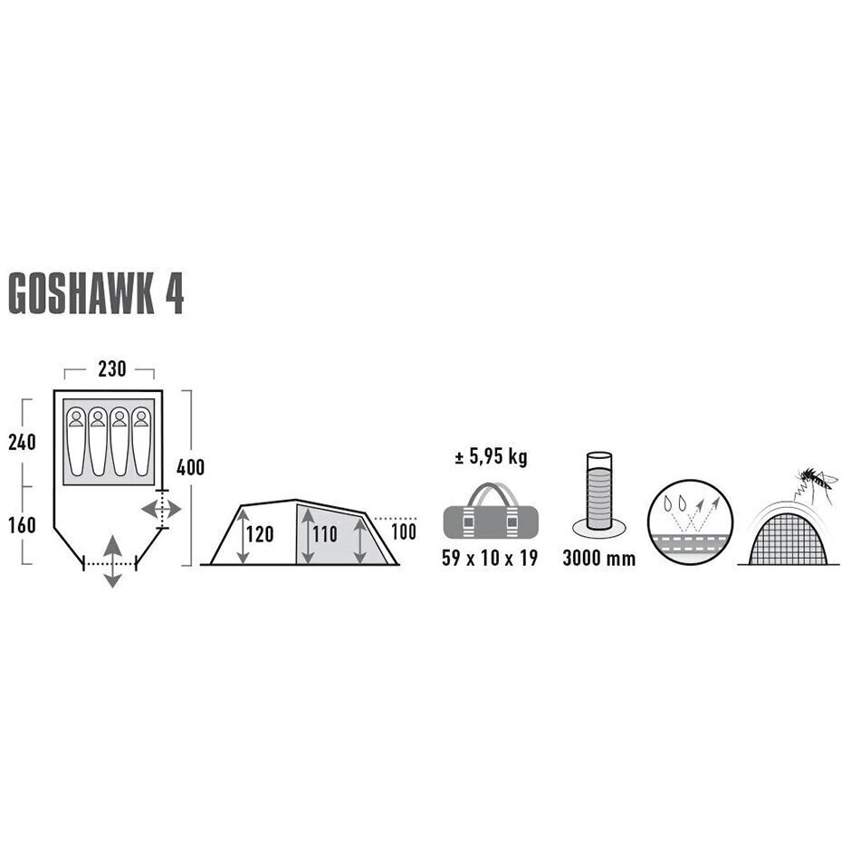 Telts High Peak Goshawk 4, zaļa/sarkana цена и информация | Teltis | 220.lv