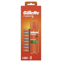 Komplekts Gillette Fusion: rezerves galviņas, 8gb + skūšanās želeja, 200ml cena un informācija | Skūšanās piederumi, kosmētika | 220.lv