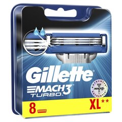 Насадки для бритвы Gillette Mach3 Turbo, 8 шт. цена и информация | Косметика и средства для бритья | 220.lv