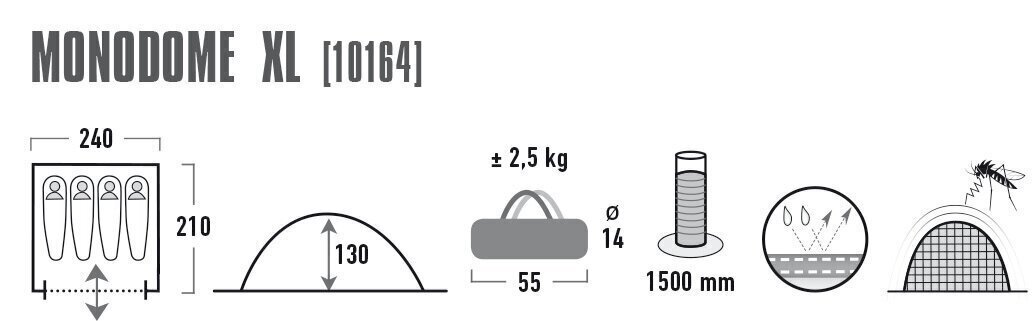 Telts High Peak Monodome XL, zila цена и информация | Teltis | 220.lv