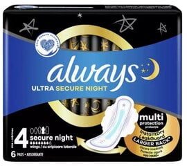 Sanitārie dvieļi ar spārniem 6 gab ALWAYS ULTRA NIGHT cena un informācija | Tamponi, higiēniskās paketes, ieliktnīši | 220.lv