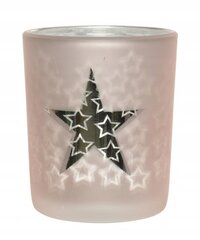 Ziemassvētku zvaigžņu svečturis dekoratīvs stikls 7x8,3 cm cena un informācija | Baznīcas sveces, svečturi | 220.lv