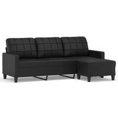 Dīvāns , 180 cm, melna mākslīgā āda cena un informācija | Dīvāni | 220.lv
