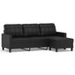 Dīvāns , 180 cm, melna mākslīgā āda цена и информация | Dīvāni | 220.lv