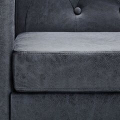 Chesterfield dīvānu komplekts, pelēka mākslīgā zamšāda цена и информация | Диваны | 220.lv