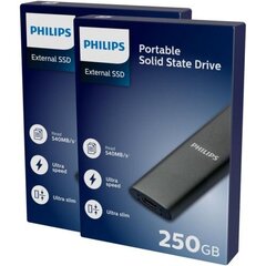 Philips External SSD 250GB Ultra speed Space grey cena un informācija | Iekšējie cietie diski (HDD, SSD, Hybrid) | 220.lv