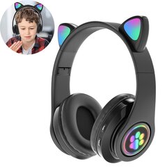 Наушники с ушками котика Bluetooth CAT Earphone LED цена и информация | Наушники | 220.lv